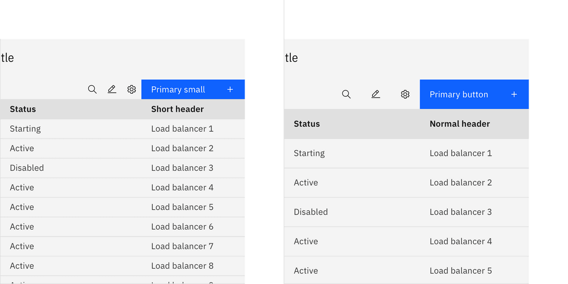 data table toolbar size